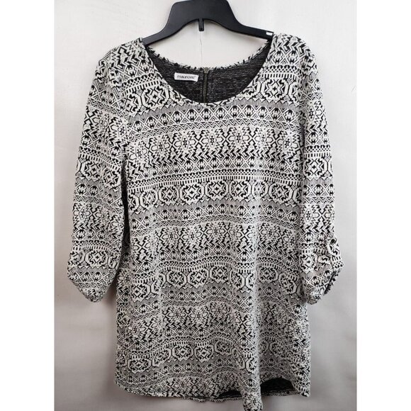 maurices Black White Jacquard Textured Tunic Mini Dress Plus Size 0X - Picture 1 of 8